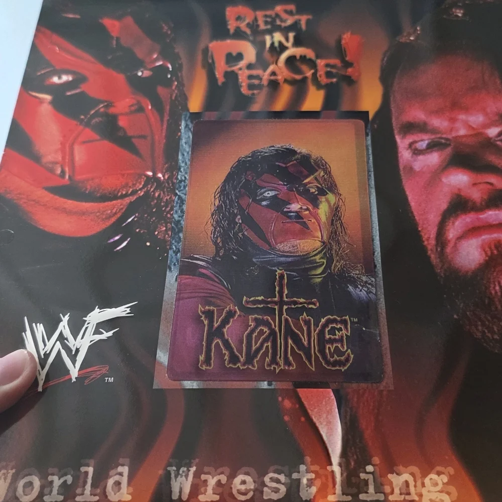 Vintage 1998‎ WWF Folder Kane & Undertaker With a centered Lenticular Image
